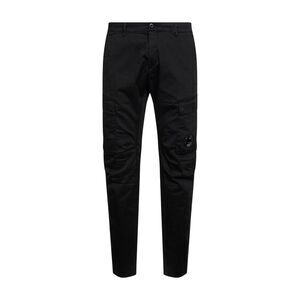 Cp Company Men Black Stretch Cotton Satin Cargo Trousers